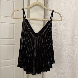 Free People Embellished Black Top